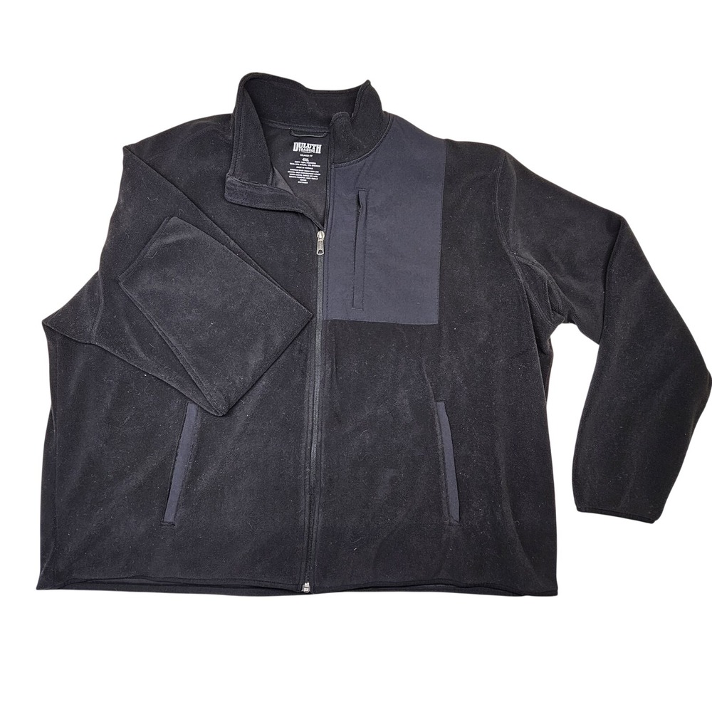 Duluth Trading Co Mens 4XL Black Full Zip Fleece Jacket Relaxed Fit‎ Mock Neck